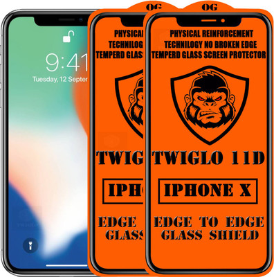 TWIGLO Edge To Edge Tempered Glass for Apple iPhone X(Pack of 2)