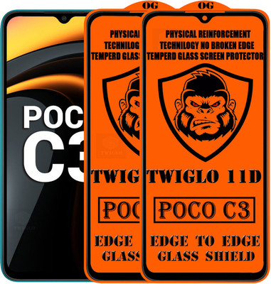 TWIGLO Edge To Edge Tempered Glass for REDMI POCO C3(Pack of 2)