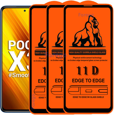 Forego Edge To Edge Tempered Glass for Poco X3(Pack of 3)