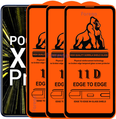 Forego Edge To Edge Tempered Glass for Poco X3 pro(Pack of 3)