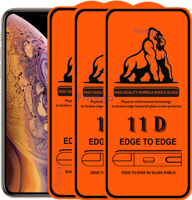 Forego Edge To Edge Tempered Glass for Apple iPhone XS(Pack of 3)