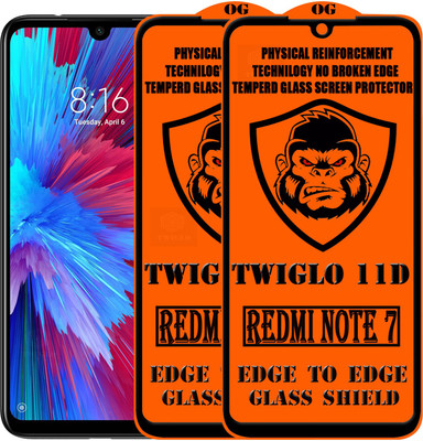 TWIGLO Edge To Edge Tempered Glass for REDMI NOTE 7(Pack of 2)