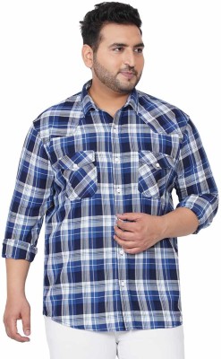 JOHN PRIDE Men Checkered Casual Blue Shirt