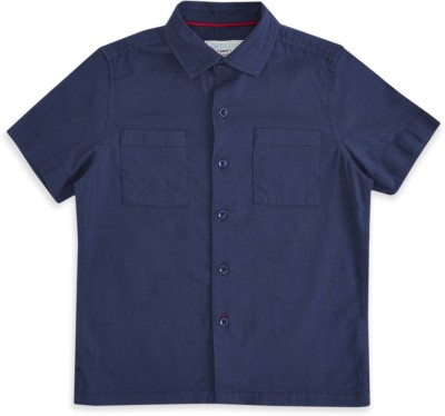 Pantaloons Junior Boys Solid Casual Dark Blue Shirt