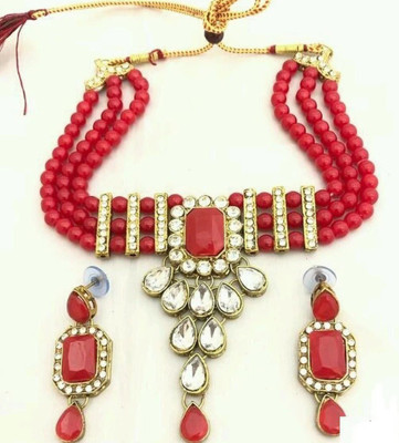 Darsha Collections Alloy Gold-plated Black Jewellery Set(Pack of 1)
