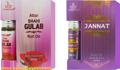 FORMLESS Shahi Gulab & Jannat Roll on Attar 7Ml Pack Of 2 Floral Attar(Rose)