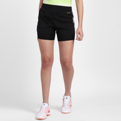 ADIDAS Striped Women Black Sports Shorts