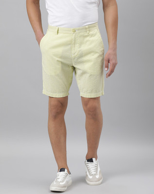 RARE RABBIT Checkered Men Yellow Basic Shorts