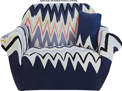 HOUSE OF QUIRK Polyester 1 Seater Sofa Abstract Cover(Pack of 1 Blue Ripple)