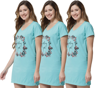 Fit N Fame Printed Women Round Neck Multicolor T-Shirt