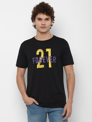 FOREVER 21 Graphic Print Men Round Neck Grey T-Shirt