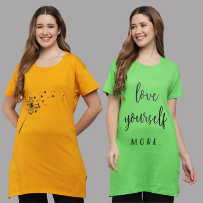 ZEPPI Printed Women Round Neck Multicolor T-Shirt