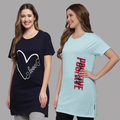 HEMLOCK Typography Women Round Neck Multicolor T-Shirt