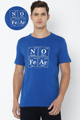 Simon Carter Graphic Print Men Crew Neck Blue T-Shirt