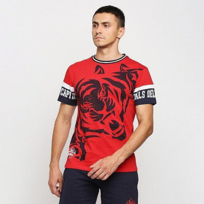 FanCode-DC Solid Men Round Neck Red T-Shirt