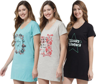 Fit N Fame Printed Women Round Neck Multicolor T-Shirt