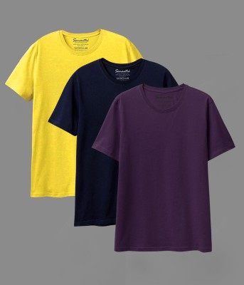 Semantic Solid Men Round Neck Multicolor T-Shirt