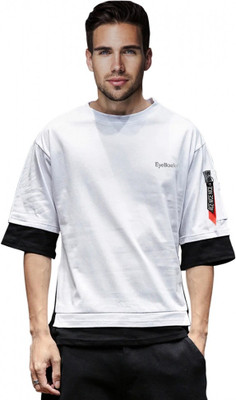 Seven Rocks Color Block Men Round Neck White T-Shirt