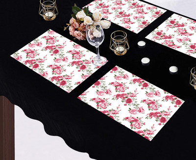 OASIS Rectangular Pack of 4 Table Placemat(White, Cotton)