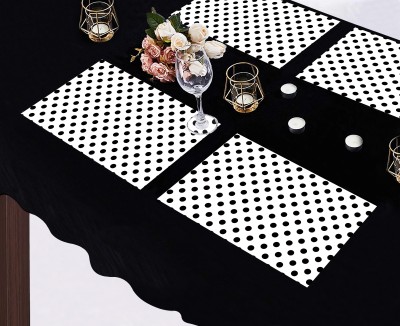 OASIS Rectangular Pack of 4 Table Placemat(Black, White, Cotton)