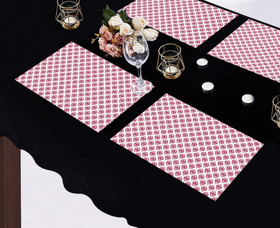 OASIS Rectangular Pack of 4 Table Placemat(Red, Cotton)