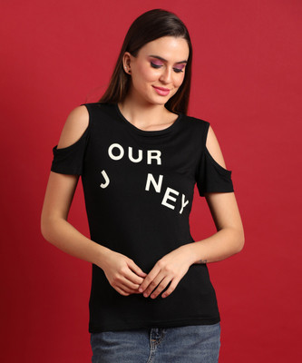 CAMPUS SUTRA Casual Printed Women Black Top