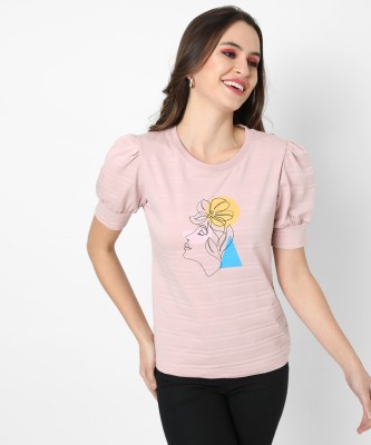 CAMPUS SUTRA Casual Printed Women Pink Top