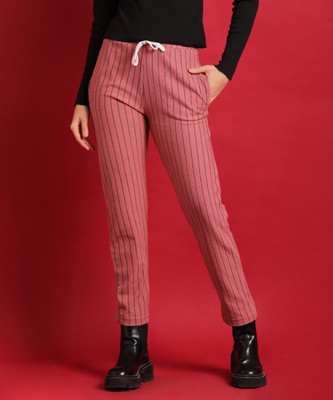 CAMPUS SUTRA Striped Women Pink Track Pants