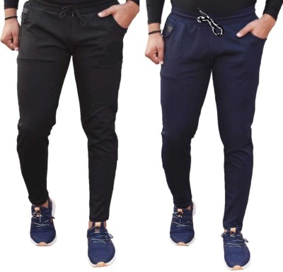 TopQore Solid Men Black, Blue Track Pants