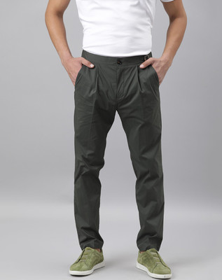 RARE RABBIT Slim Fit Men Dark Green Trousers