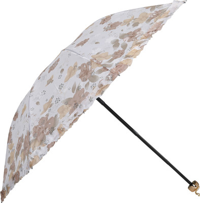SFAB 3 Fold Digital Printed Rain and Sun Protective Manual Open Umbrella(Brown)