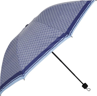 Umbrella mart 3 Fold Digital Printed Rain & Sun Protective Umbrella(Blue)