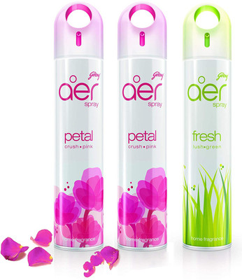 Godrej Room Freshener Petal Crush Pink & Fresh Lush Green - Home & Office | Pack of 3 Spray Petal Crush Pink & Fresh Lush Green(3 x 220 ml)