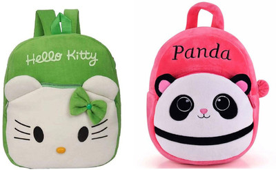 Bluemoon AVK_Combo of 2 green hello kitty, pink panda_1503 10 L Backpack(Green)