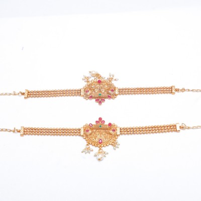 Ethnicking Copper Crystal Gold-plated Armlet Set