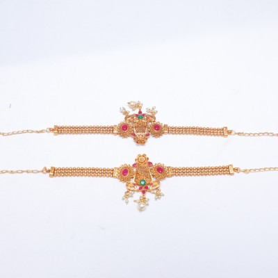 Ethnicking Copper Crystal Gold-plated Armlet Set