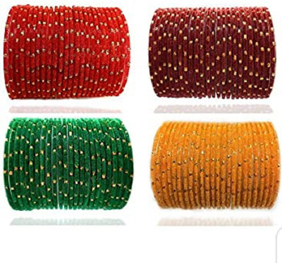 mahakalji Fabric, Glass Bangle Set(Pack of 96)