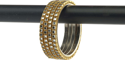 Rijoli Metal Zircon Gold-plated Bangle Set(Pack of 4)