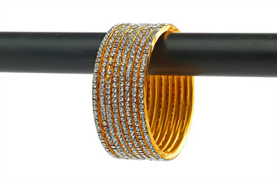 Rijoli Metal Zircon Gold-plated Bangle Set(Pack of 8)