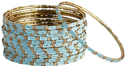 ACCESSHER Metal Gold-plated Bangle Set(Pack of 12)