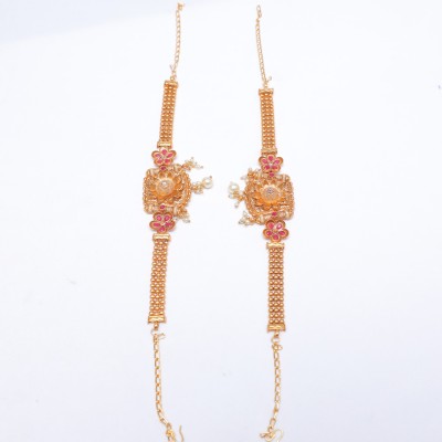 Ethnicking Copper Crystal Gold-plated Armlet Set