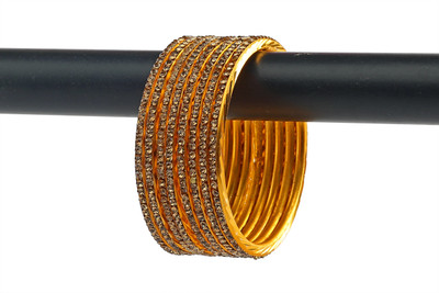 Rijoli Metal Zircon Gold-plated Bangle Set(Pack of 8)