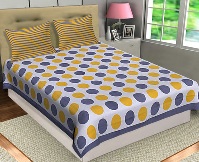 Coppvilla Cotton Double Flat 144 TC Printed Bedsheet(Pack of 1, Multicolor)
