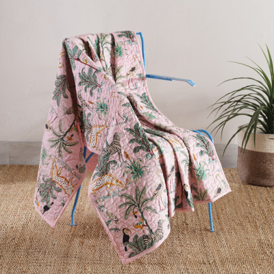 Ravaiyaa - Attitude Is Everything Self Design Single Throw for  AC Room(Cotton, Baby Pink Forest)