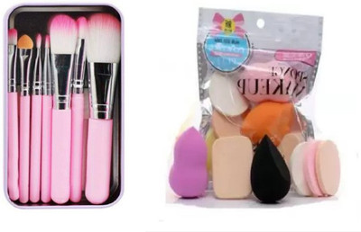 JOTKAPARKASH Makeup hellokitty brush set of 7 with Sponge puff blender Set of 6(Pack of 13)