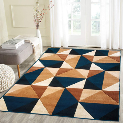 R CARPETS Blue Silk Carpet(5 ft,  X 7 ft, Rectangle)