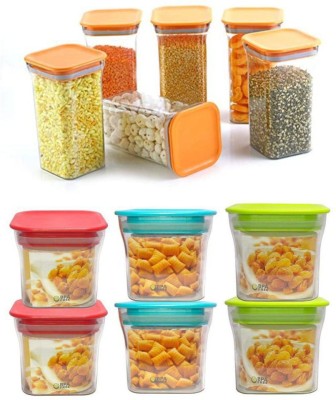 Analog Kitchenware Plastic Grocery Container  - 1100 ml, 550 ml(Pack of 12, Orange, Multicolor)