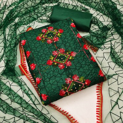 shankhpushpi Cotton Blend Embroidered Kurta & Churidar Material