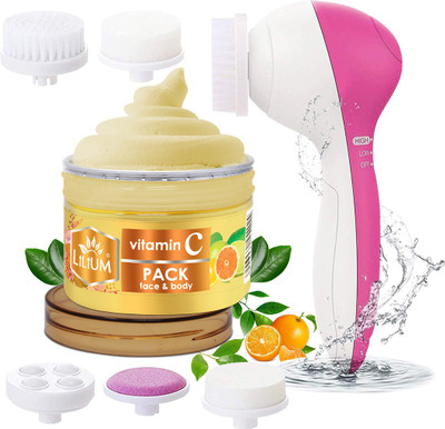 LILIUM Vitamin C Face & Body Pack with Multifunction 5in1 Massager(250 g)