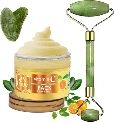 LILIUM Vitamin C Face & Body Pack With Double Side Face Roller(250 g)